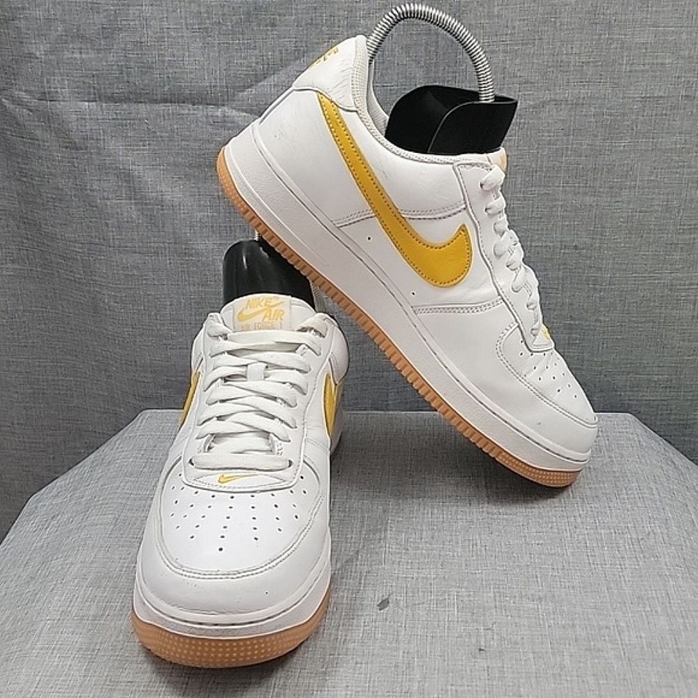 Nike Air Force 1 Low Retro QS Shoes White University Gold FD7039-100 Men's 11.5